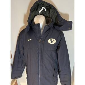Nike Storm Fit BYU Cougars Full Zip Down Puffer Hooded Jacket Small Insulated